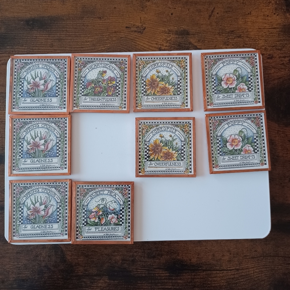 Linda Grayson Flowers Insperational Tiles Fridge Magnet Graysons Garden Set Of 9